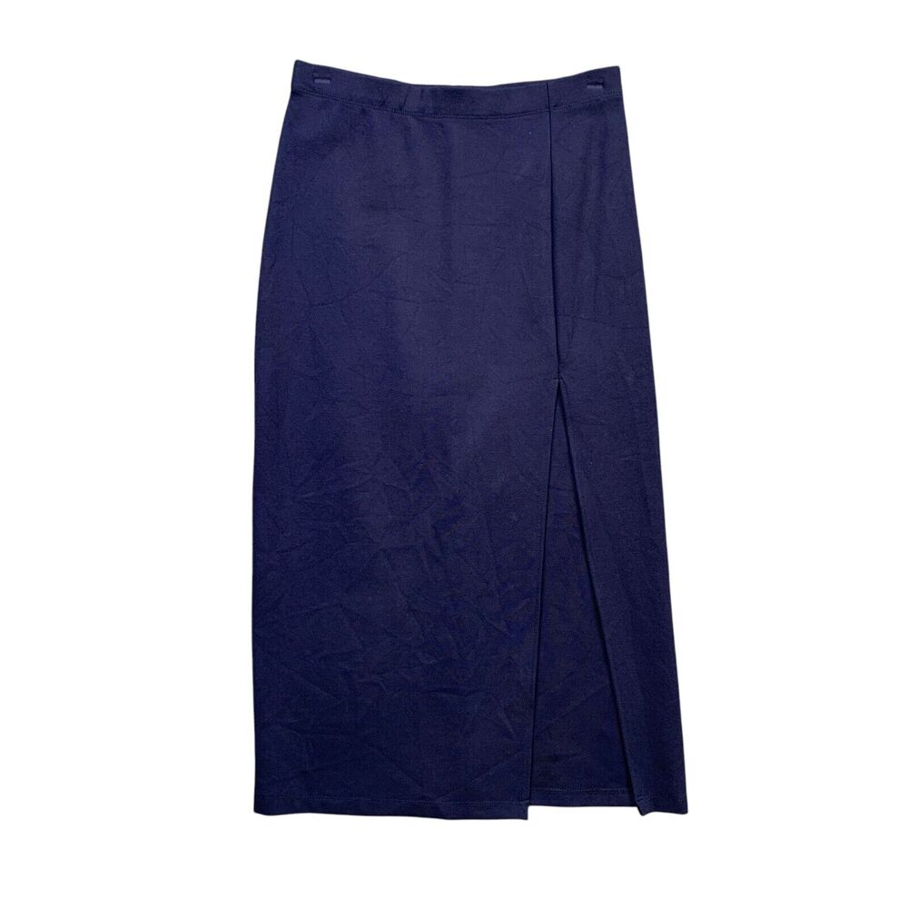 Babaton Skirt Womens 4 Navy Pull On Midi Elastic Waist High Slit Pencil Midi